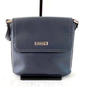 Vintage Liz Claiborne Navy Blue Crossbody with Gold Color Trim, EC!
